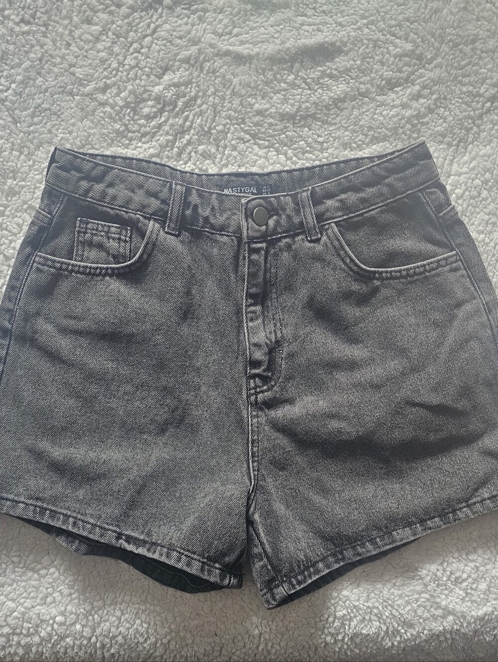 Nasty Gal Black Wash High-Rise Denim Shorts